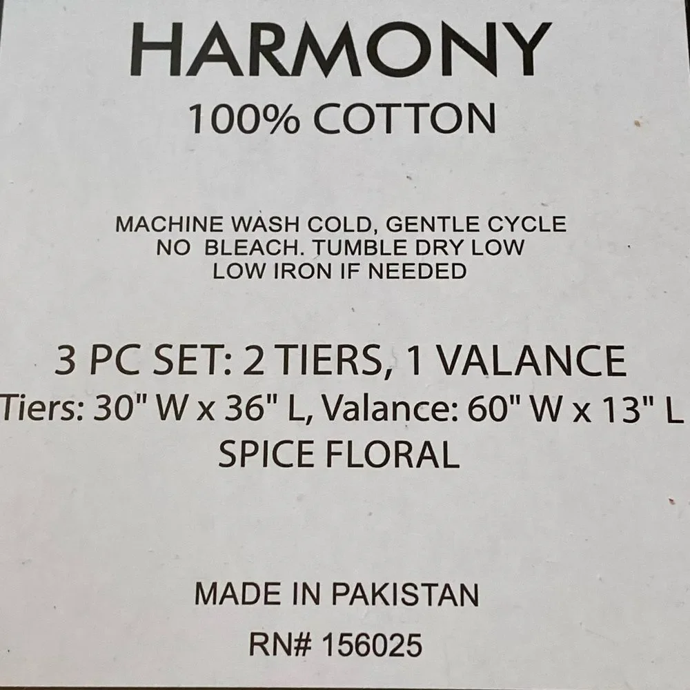 Harmony (Spice Floral) 3 Piece Curtain Set Botanical Design